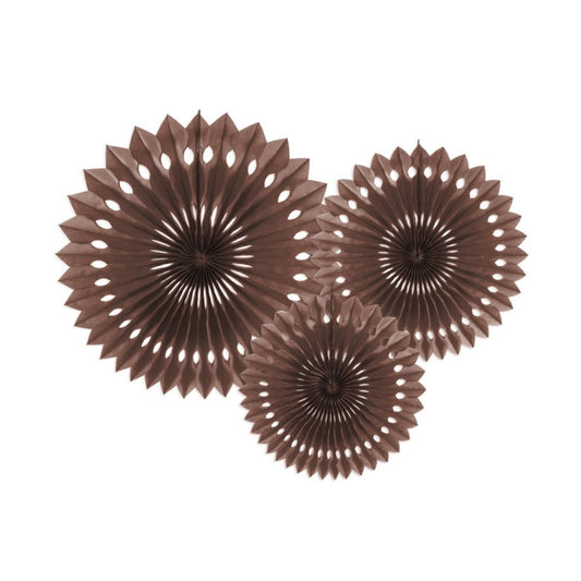 Brown Paper Fans - Set of 3
