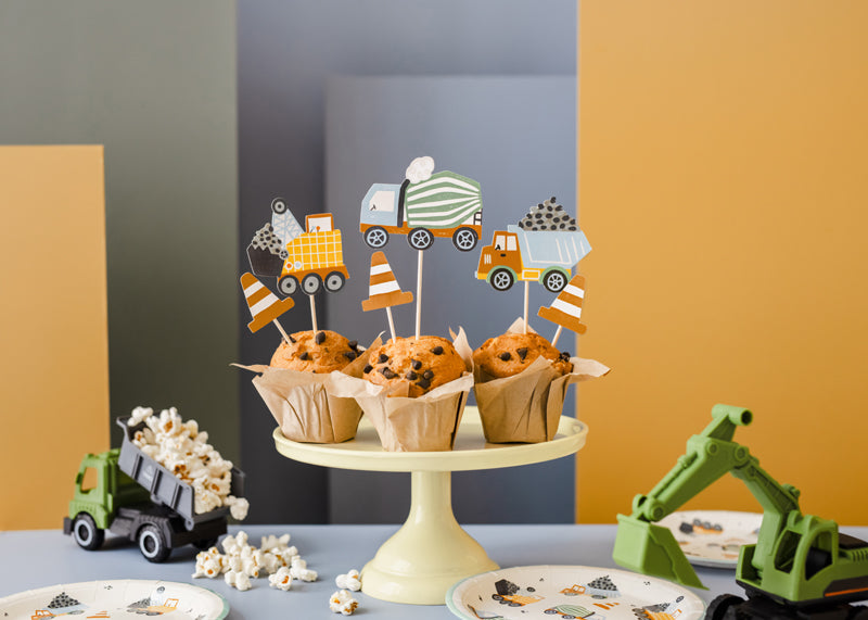 Construction Party Cupcake Toppers - Set of 6