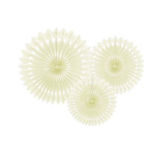Cream Paper Fans - Set of 3