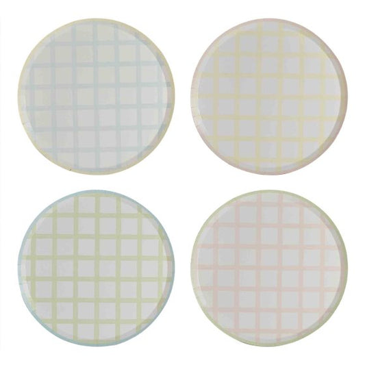 Pastel Gingham Eco Paper Plates - Pack of 8