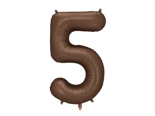 Mocha Brown 86cm Number 5 Balloon