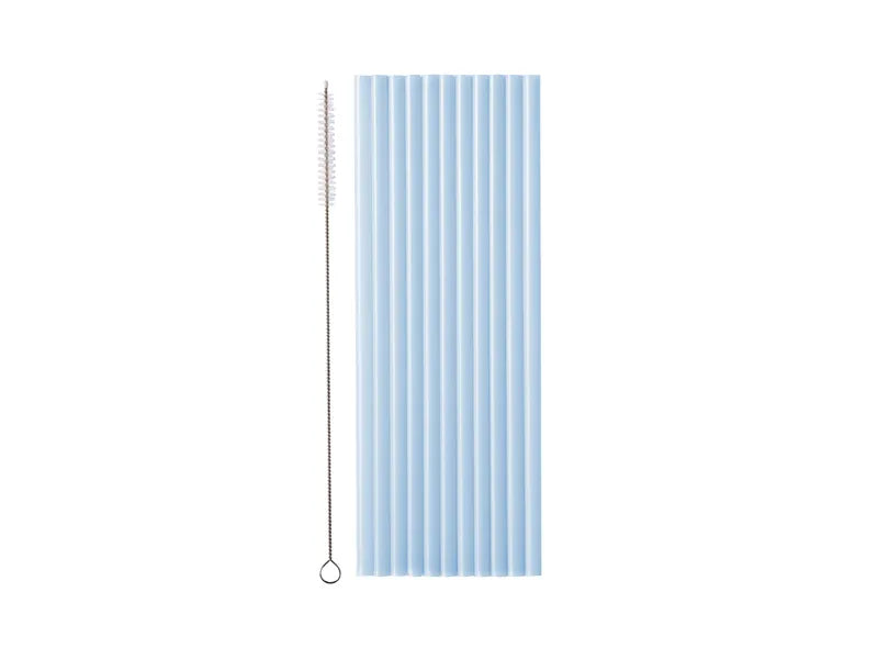 Pastel Blue Reusable Drinking Straws - Pack of 12