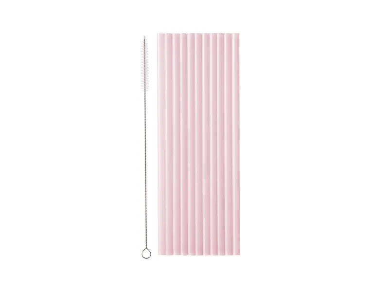 Pastel Pink Reusable Drinking Straws - Pack of 12