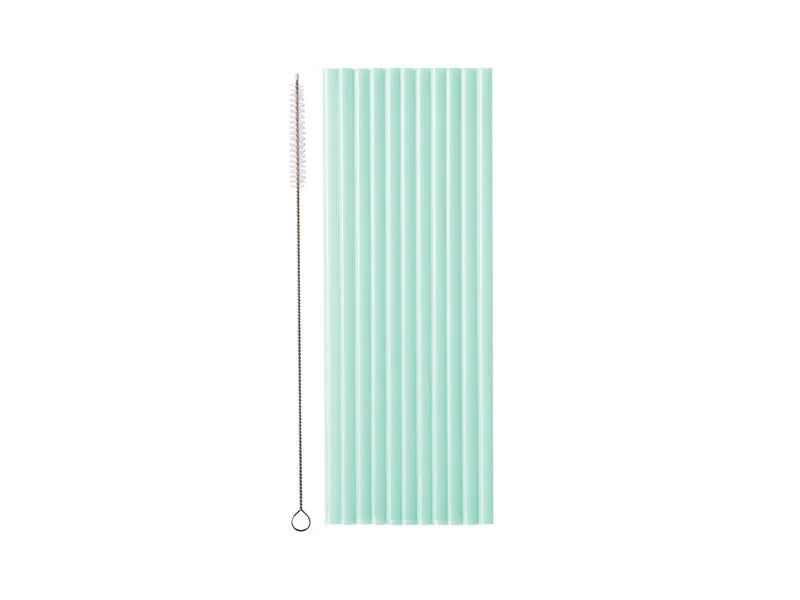 Pastel Green Reusable Drinking Straws - Pack of 12