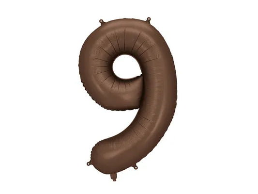 Mocha Brown 86cm Number 9 Balloon