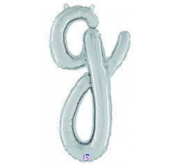 Script Letter Balloons - Silver