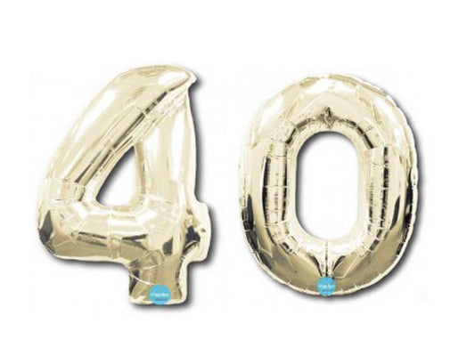 Foil White Gold '40' Balloons 100cm