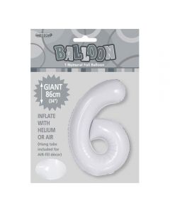 White Number Balloons 86cm
