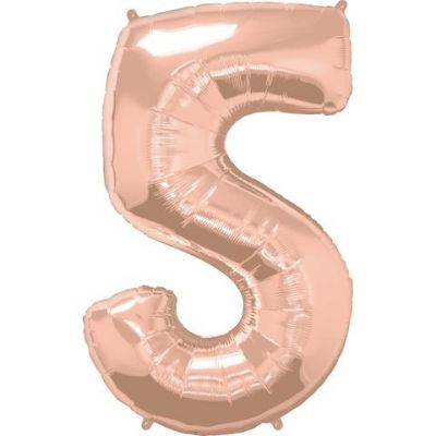 Foil Rose Gold 86cm Number 5 Balloon