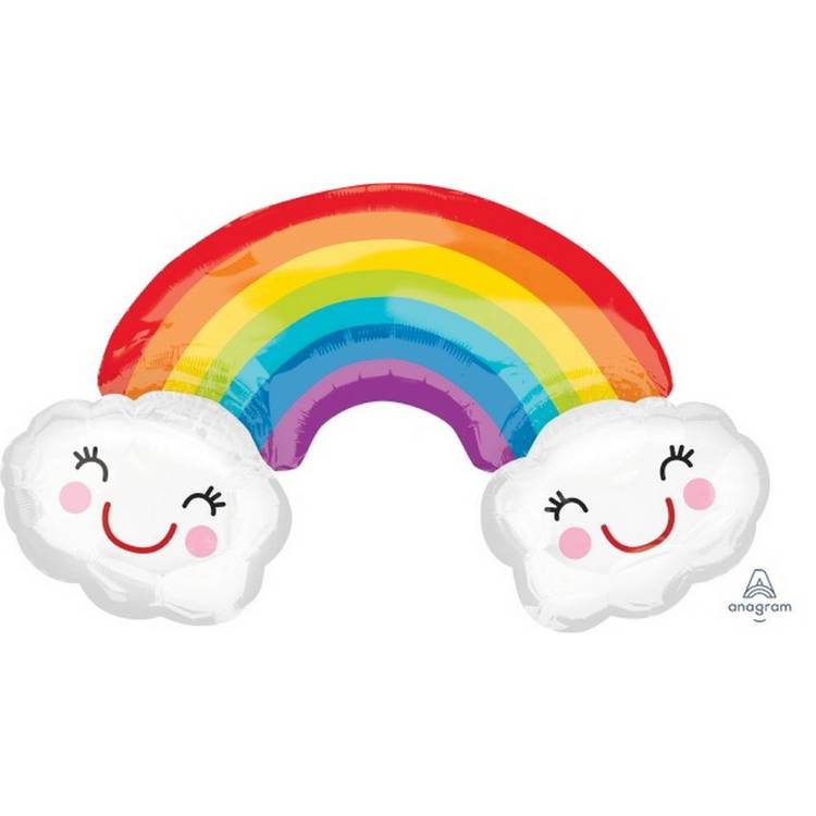 Jumbo Rainbow + Clouds Shape Balloon