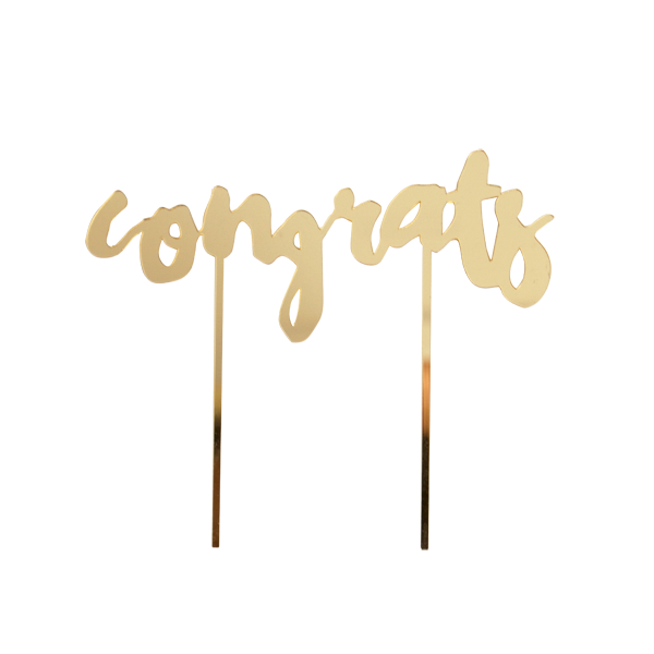 Gold Acrylic 'Congrats' Cake Topper