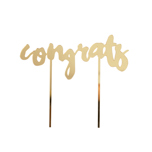 Gold Acrylic 'Congrats' Cake Topper