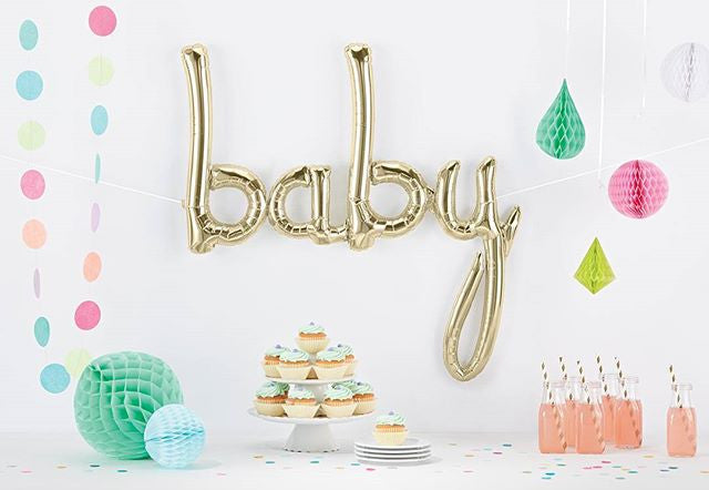 Foil Gold Baby Script Balloon