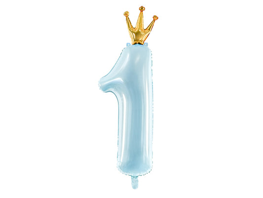 Pastel Blue Number 1 Crown Balloon