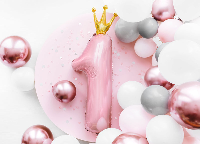 Pastel Pink Number 1 Crown Balloon