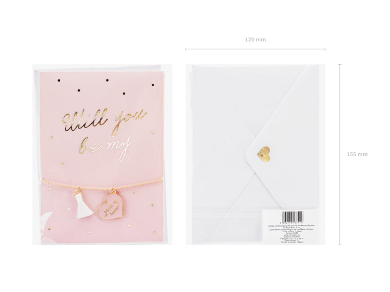 Will you be my Maid of Honor? Card with Keepsake Bracelet
