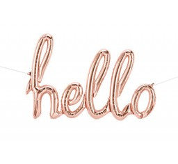 Foil Rose Gold Hello Script Balloon