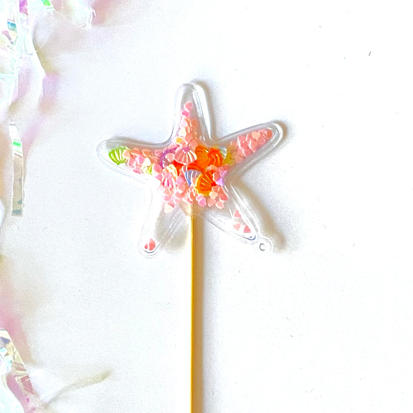 Confetti Filled PVC Cake Topper - Pink Starfish
