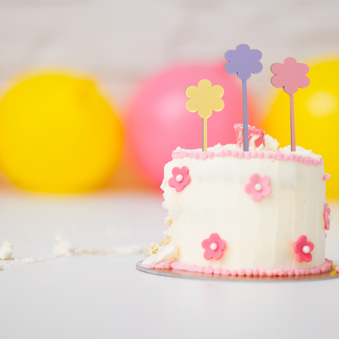 Pastel Daisy Acrylic Cake Toppers - Set of 3