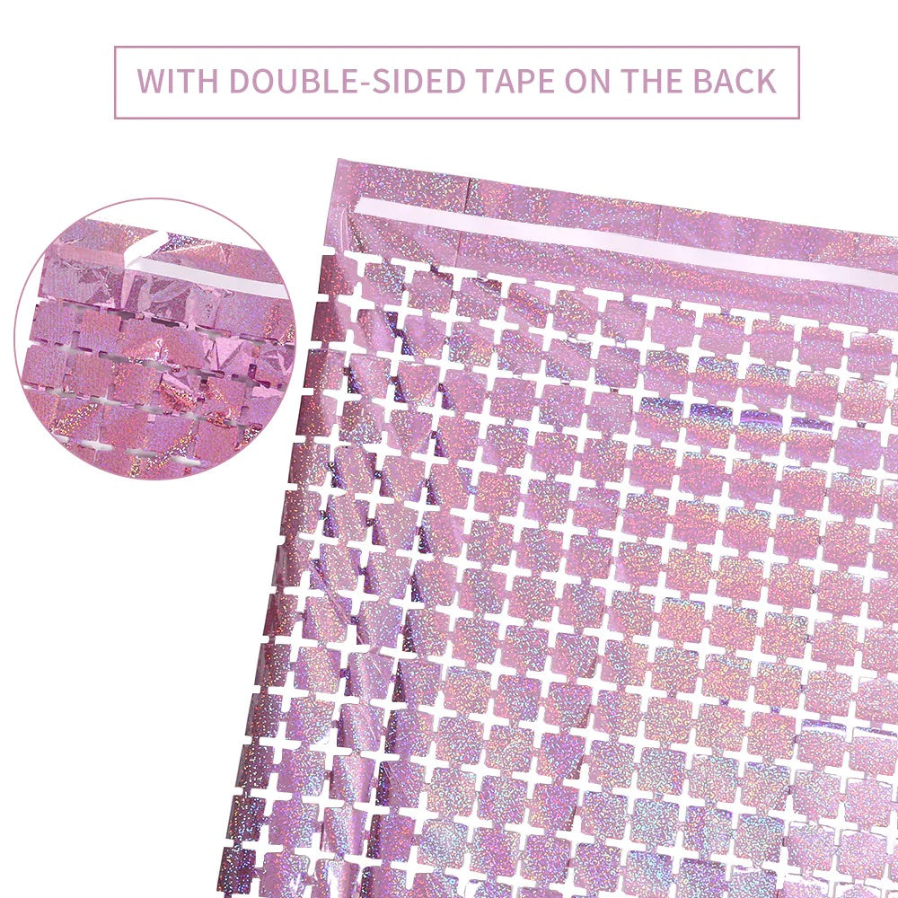 Pink Sequin Look Foil Fringe Curtain Backdrop