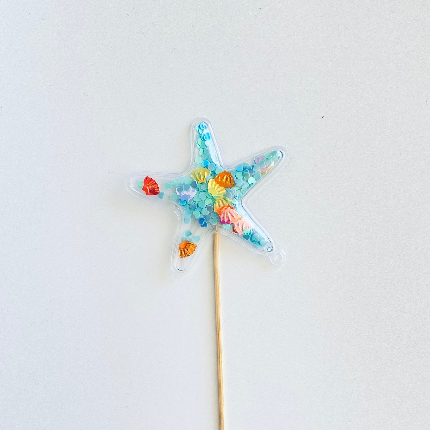 Confetti Filled PVC Cake Topper - Blue Starfish