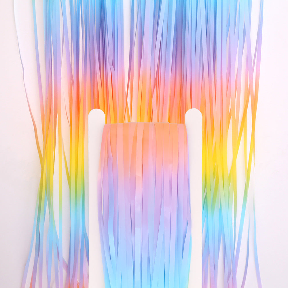 Pastel Rainbow Fringe Curtain Backdrop