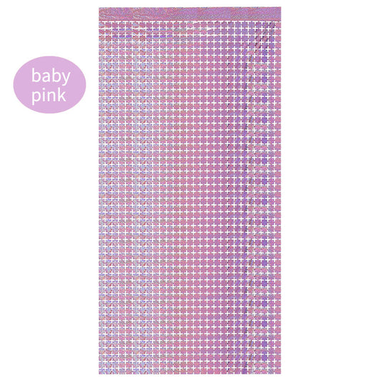 Pink Sequin Look Foil Fringe Curtain Backdrop