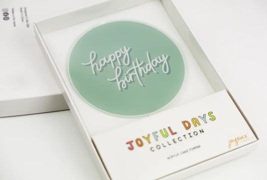 Sage Green Happy Birthday Acrylic Cake Topper