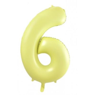 Pastel Yellow 86cm Number 6 Balloon