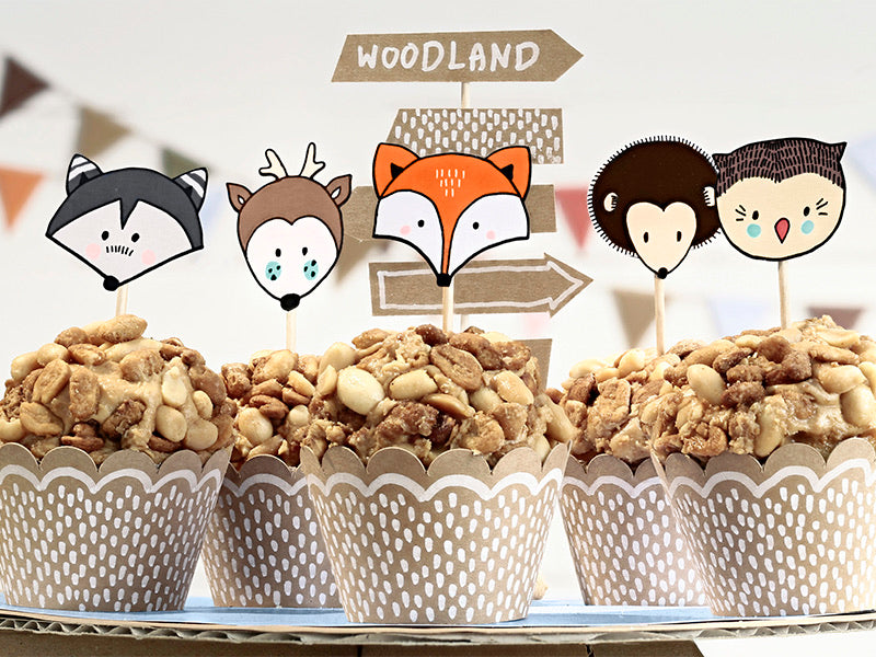 Woodland Party Cupcake Wrapper + Topper Set