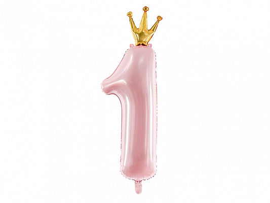 Pastel Pink Number 1 Crown Balloon