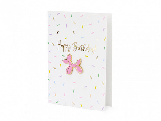 Sprinkle Birthday Card with Balloon Dog Enamel Badge