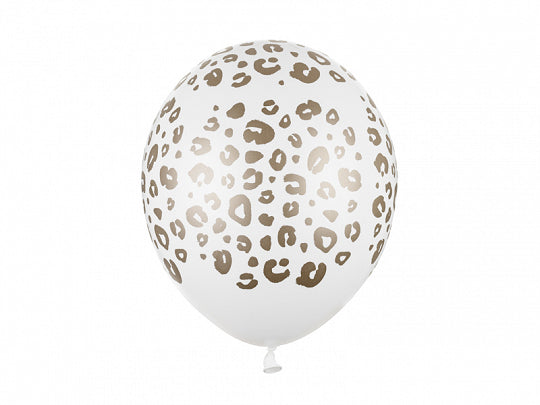 30cm White + Gold Leopard Print Balloons