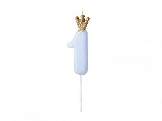 Blue Number Crown Birthday Candle