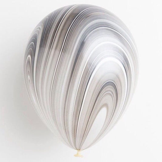 Black + White Marble Swirl Balloon - Pack of 5
