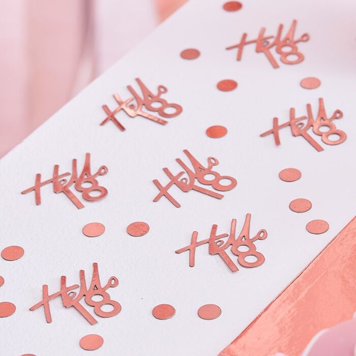Hello 18 Rose Gold Birthday Confetti