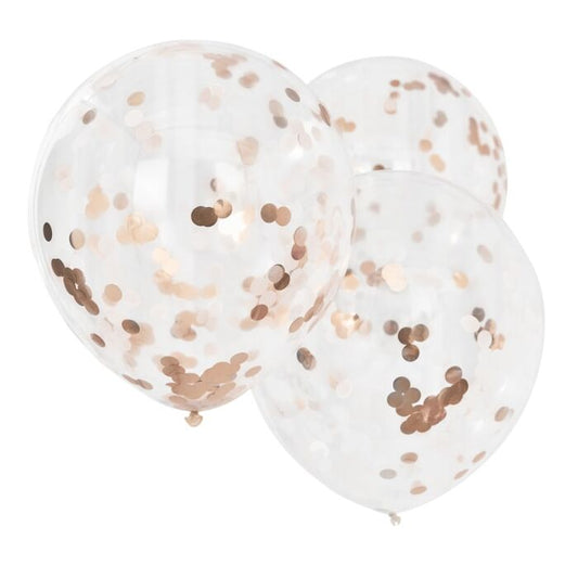 Rose Gold + Blush 55cm Confetti Filled Balloons - Pack of 3