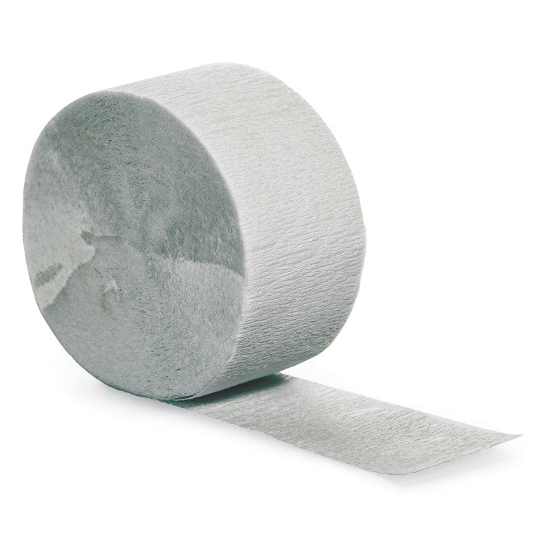 Shimmering Silver Crepe Streamer - 24m