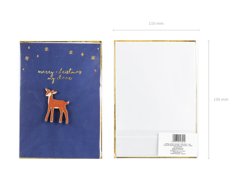 Merry Christmas My Deer Card with Enamel Deer Badge
