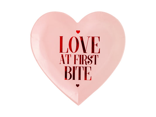 Valentines Love at First Bite Heart Paper Plates - Pack of 6