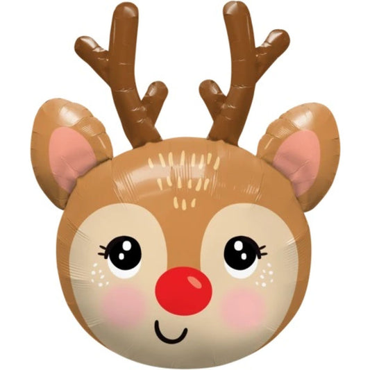 Red Nose Reindeer Head Foil Balloon