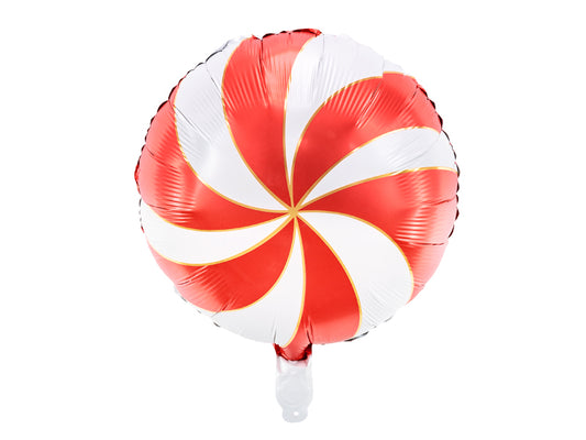 Candy Swirl 45cm Foil Balloon - White + Red