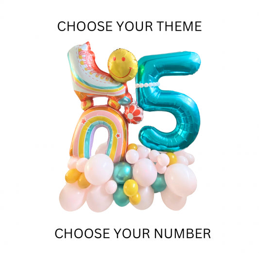 Premium Grab + Go Themed  Balloon Number Stack - Perth Only