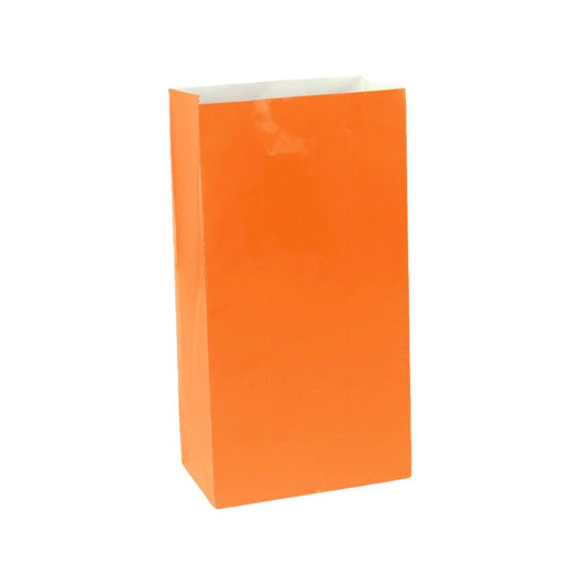 Orange Paper Party Bags - Pack of 12