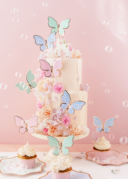 Butterflies Cake Toppers - Set of 9