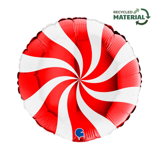 Candy Swirl 45cm Foil Balloon - White + Red