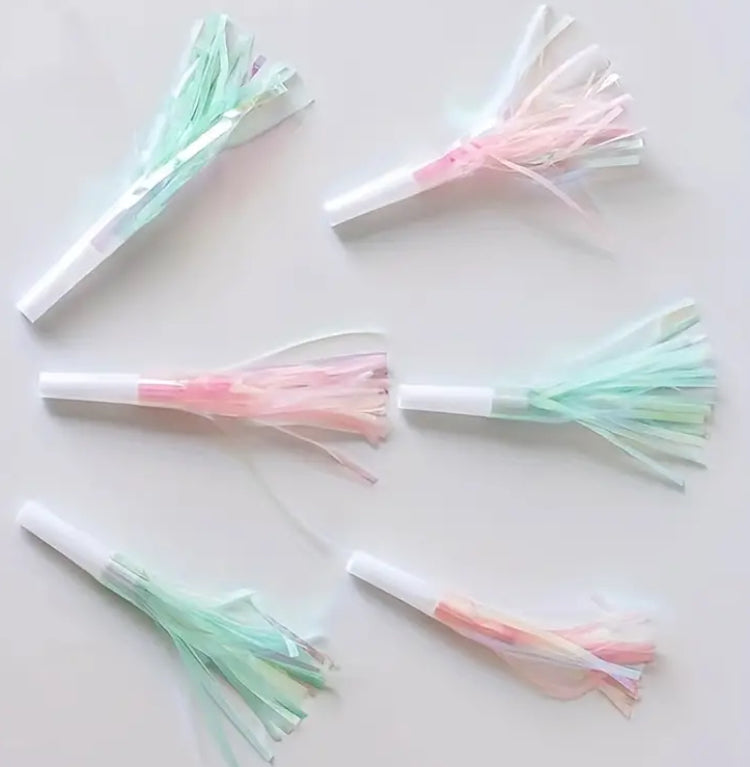 Pastel Iridescent Tassel Party Horns