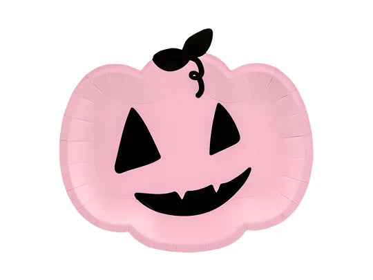 Pink Pumpkin Paper Plates - Pack of 6