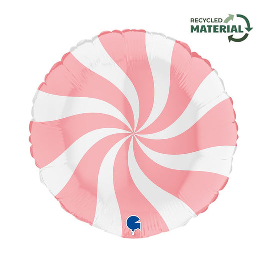 Candy Swirl 45cm Foil Balloon - White + Matte Pastel Pink