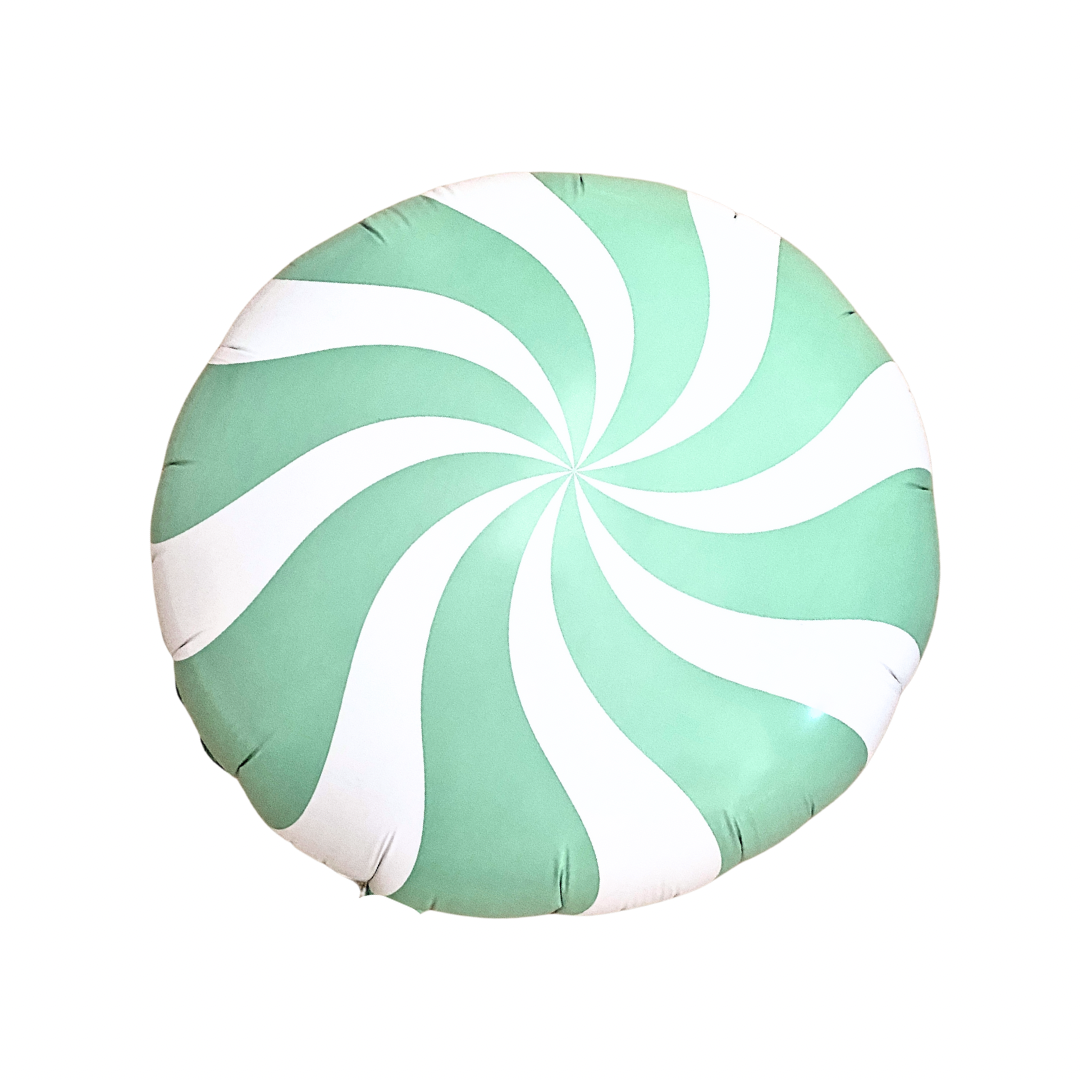 Candy Swirl 45cm Foil Balloon - White + Matte Pastel Green